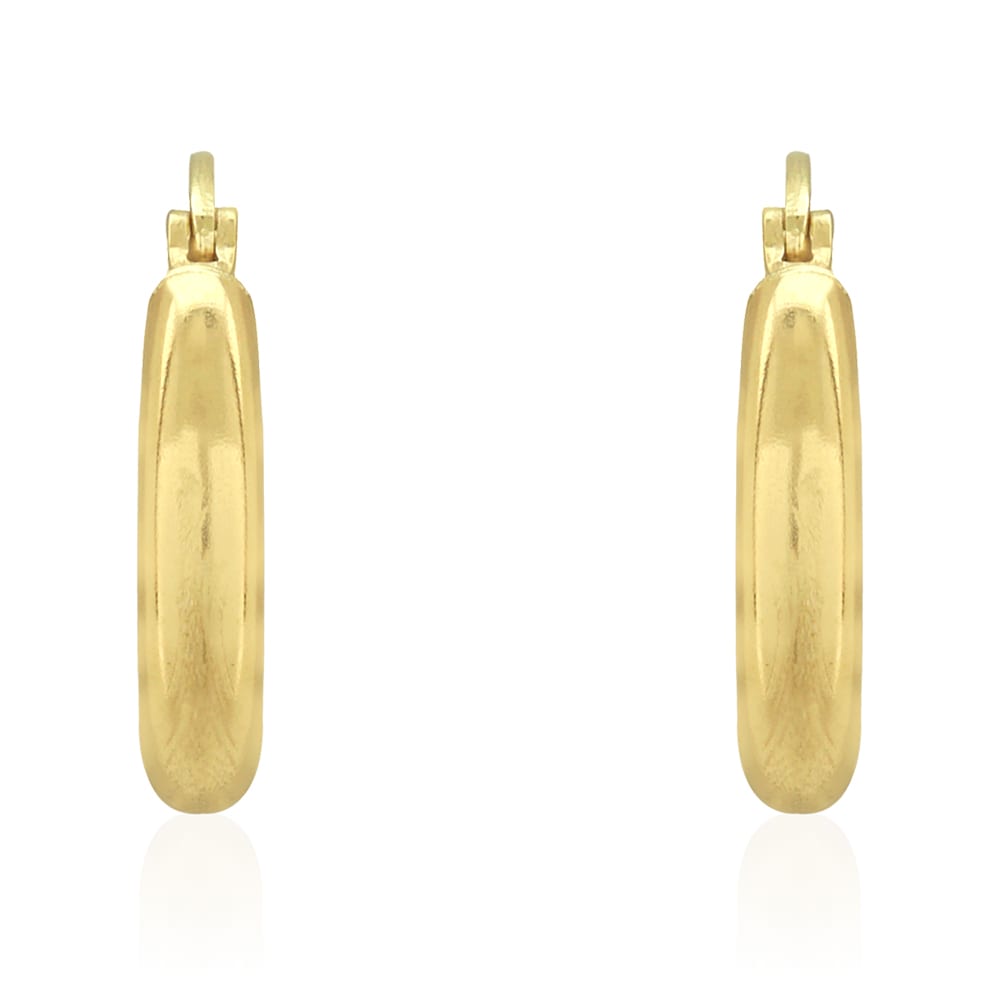 14k Yellow Gold 3mm Thick Diamond Cut Hinged Snapback Hoop Earrings