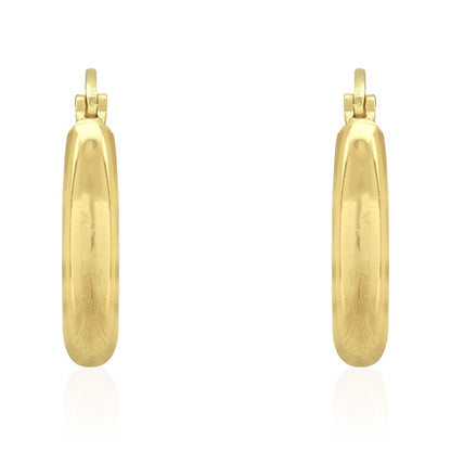 14k Yellow Gold 3mm Thick Diamond Cut Hinged Snapback Hoop Earrings