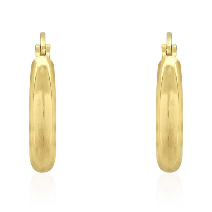 14k Yellow Gold 3mm Thick Diamond-Cut Hinged Snapback Hoop Earrings