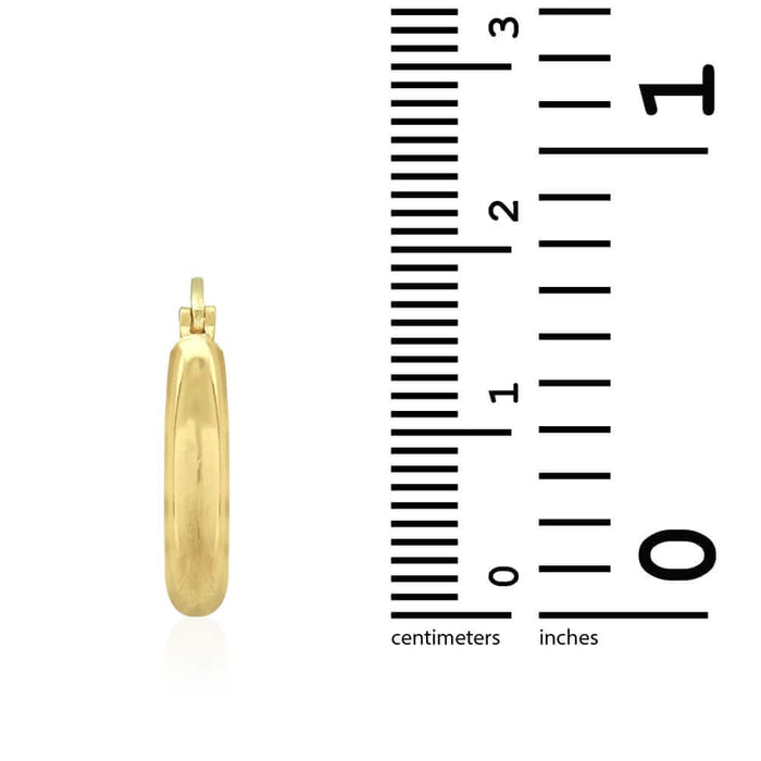 14k Yellow Gold 3mm Thick Diamond-Cut Hinged Snapback Hoop Earrings