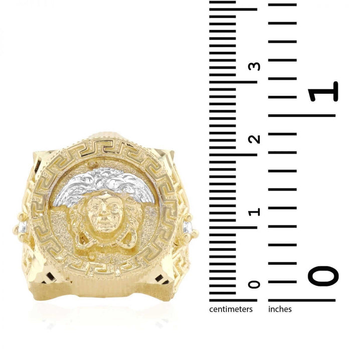 10k Yellow Gold CZ Medusa Head Square Men's Signet Ring