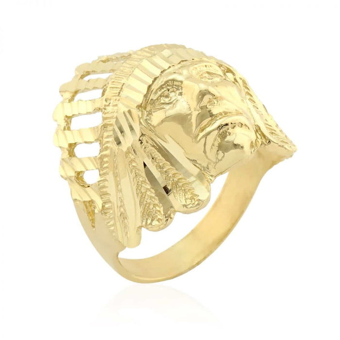 Solid 10K Gold Yellow Apache Chief Head Native Men's Signet Ring