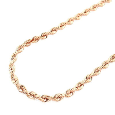 14K Rose Gold 2mm-7mm Diamond-Cut Rope Chain (Solid Links) 20"-30"