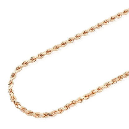 Solid 14k Rose Gold Diamond Cut Rope Chain Necklace 2mm-7mm 20"-30"
