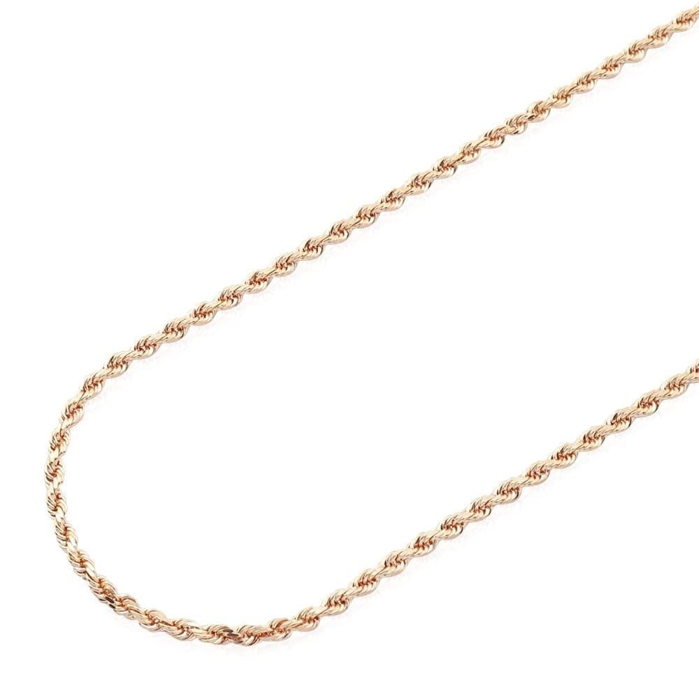 Solid 14k Rose Gold Diamond Cut Rope Chain Necklace 2mm-7mm 20"-30"