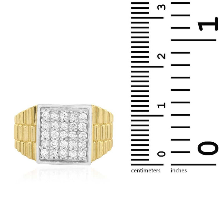 10k Solid Yellow Gold CZ Pave Square Men's Jubilee Ring