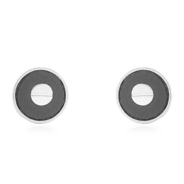 Black Onyx Round Button Shaped 14k Yellow Gold Stud Screw Back Earrings