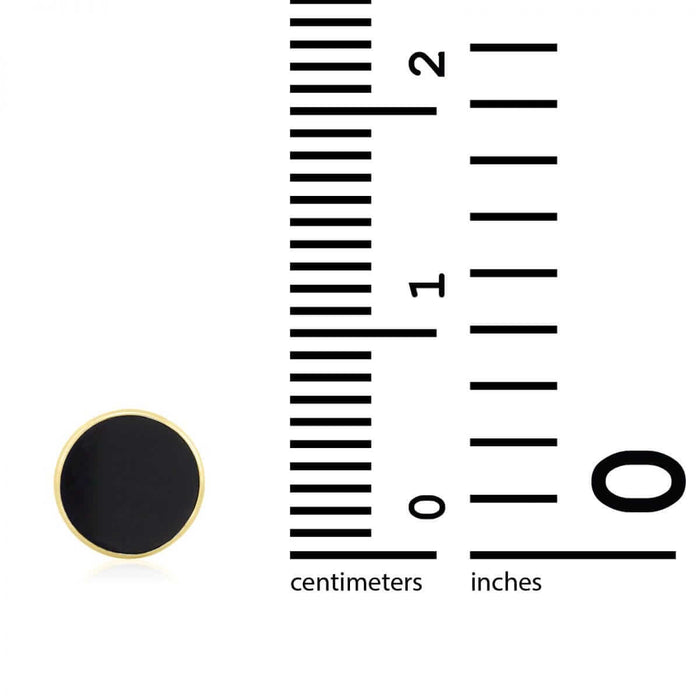 14k Yellow & White Gold Round Onyx Stud Screw Back Earrings