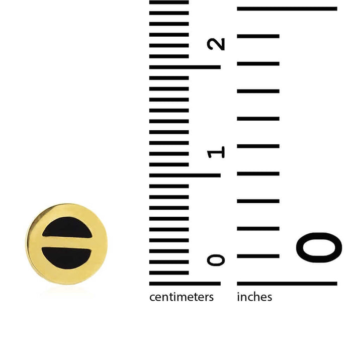 Real Onyx Round Button Shaped Scrweback Stud Earrings 14k Yellow Gold