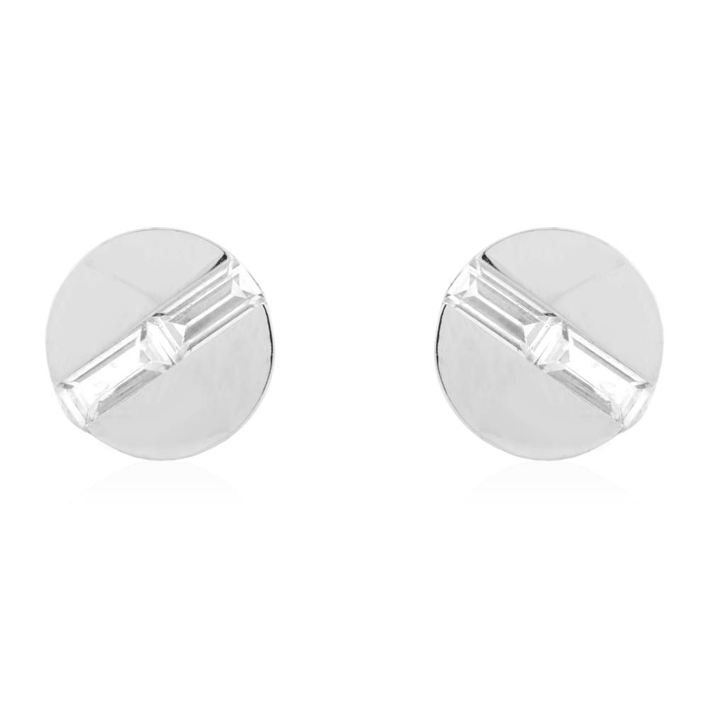 14k Gold Yellow White CZ Button Shaped Screwback Stud Earrings
