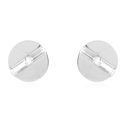 14k Gold Yellow White CZ Button Shaped Screwback Stud Earrings