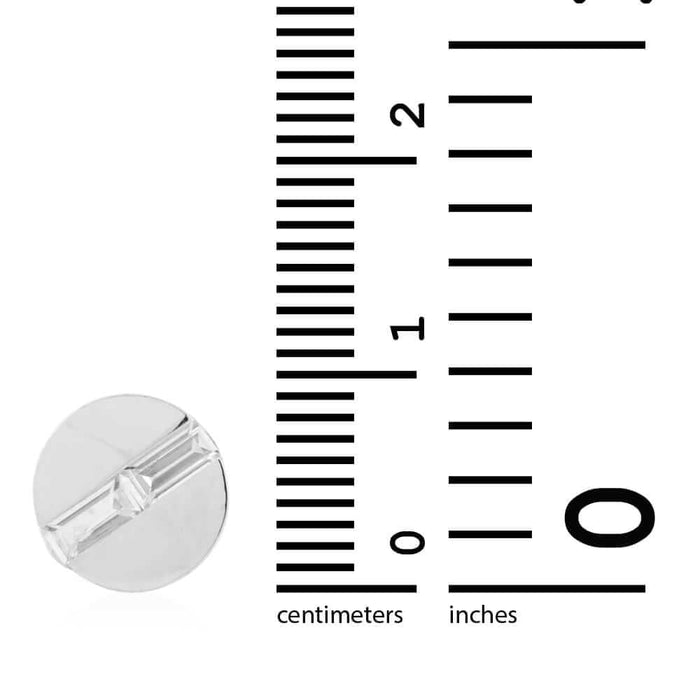 14K Yellow Gold White CZ Button Shaped Screw Back Stud Earrings