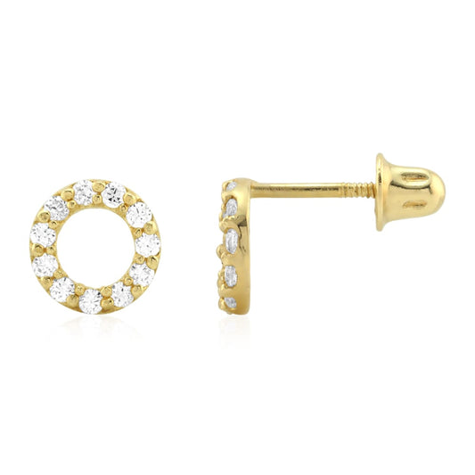 0.50Ct Created Diamond Open Round Halo Stud Screw Back Earrings 14k Yellow Gold