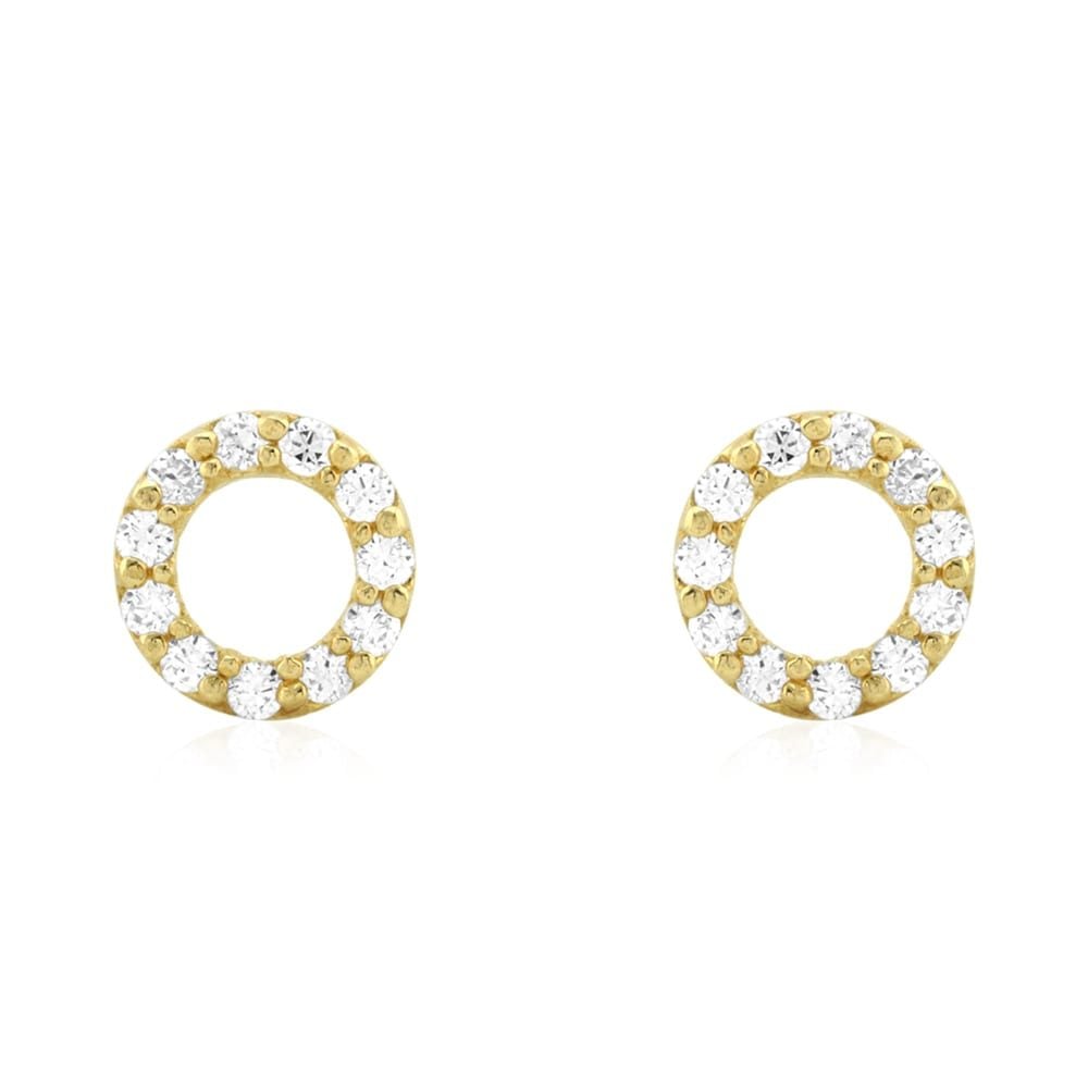 0.50Ct Created Diamond Open Round Halo Stud Screw Back Earrings 14k Yellow Gold