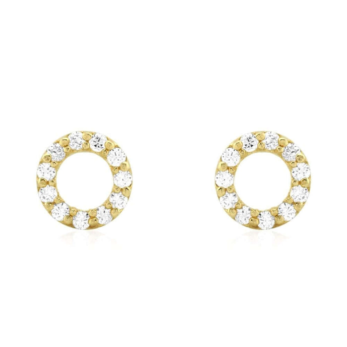 0.50Ct CZ Open Round Halo Stud Screw Back Earrings 14k Yellow Gold