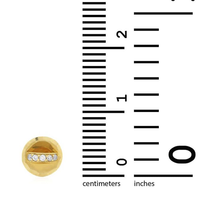 14k Yellow Gold White Zircon Diamond-Cut Round Screw Back Stud Earrings