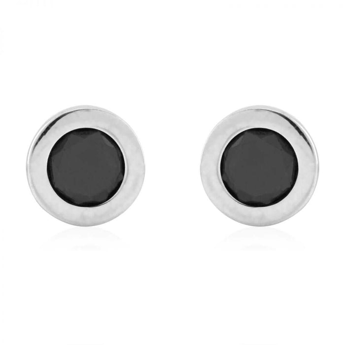 14k Yellow & White Gold Onyx Round Screw Back Stud Earrings 6mm