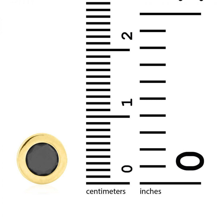 14k Yellow & White Gold Onyx Round Screw Back Stud Earrings 6mm