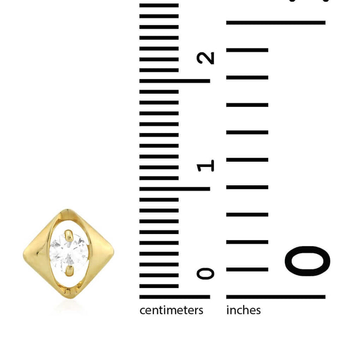 14k Yellow Gold CZ Square Shaped Screw Back Stud Earrings