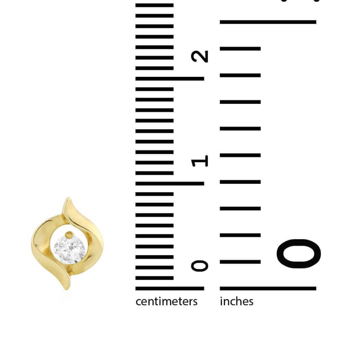 0.20CTW CZ 14k Yellow Gold Swirl Shaped Screw Back Stud Earrings