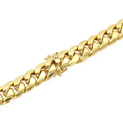 14K Yellow Gold Hollow 10mm Miami Cuban Chain Necklace Box Clasp 30"