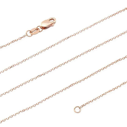 Solid 14k Rose Gold 1mm Cable Chain 16"-18" Adjustable