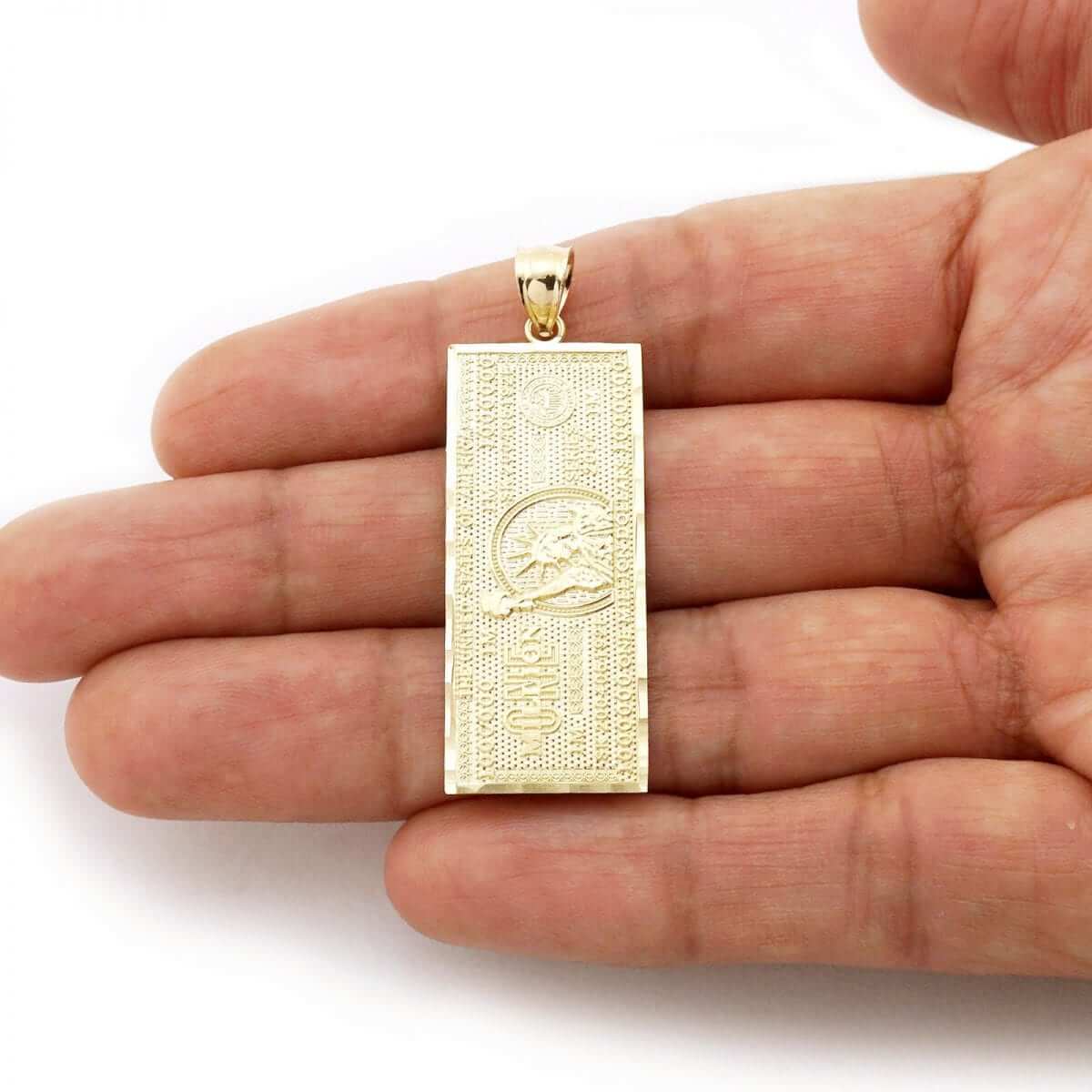 10k Yellow Gold Million Dollar Bill Banknote Money Diamond-Cut Pendant