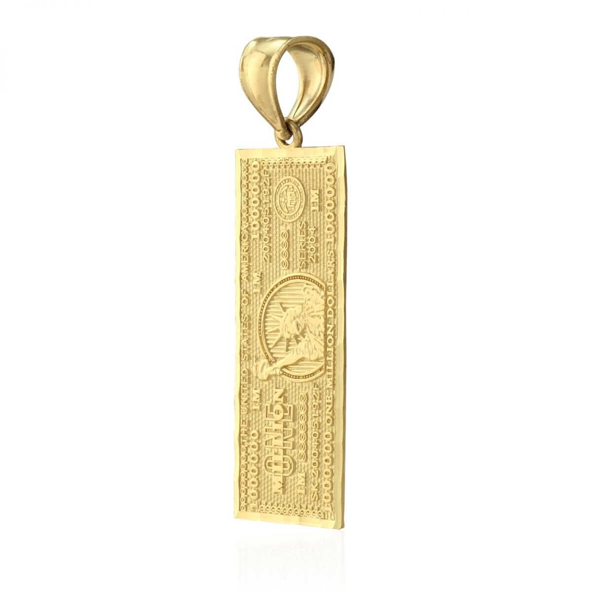 10k Yellow Gold Million Dollar Bill Banknote Money Diamond-Cut Pendant