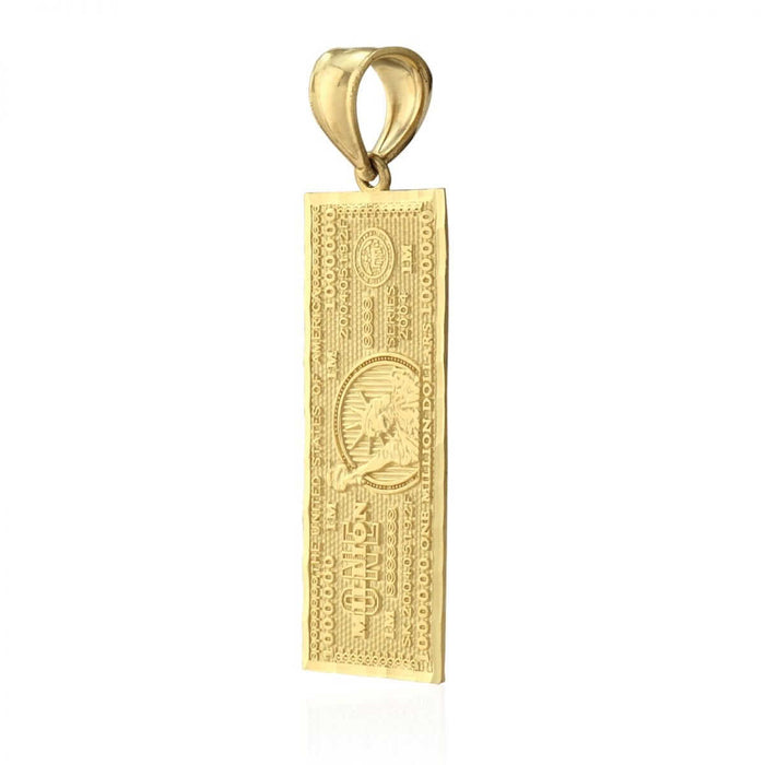 10k Yellow Gold Million Dollar Bill Banknote Money Diamond-Cut Pendant