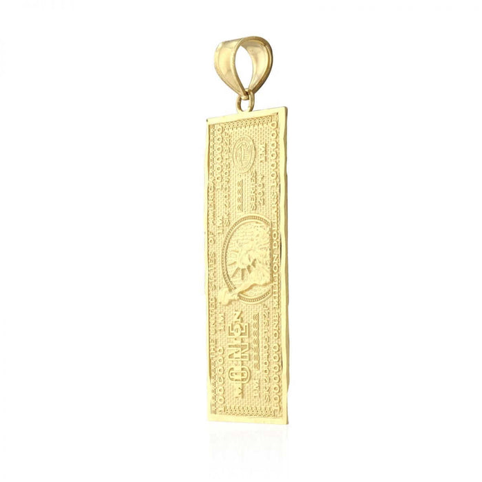 10k Yellow Gold Million Dollar Bill Banknote Money Diamond-Cut Pendant