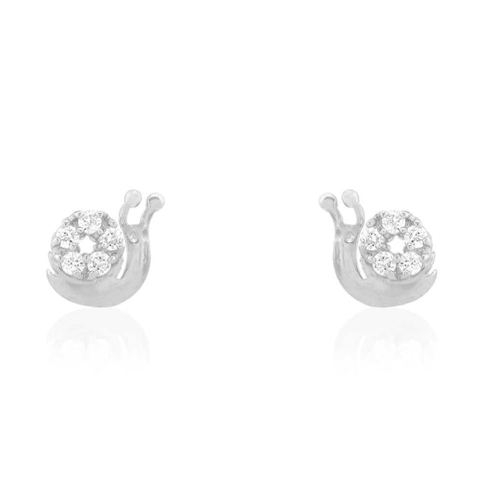 14k Yellow White Gold CZ Snail Screw Back Stud Kid Earrings