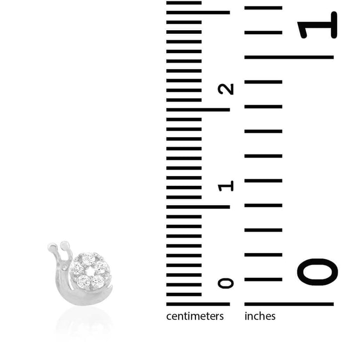 14k Yellow White Gold CZ Snail Screw Back Stud Kid Earrings
