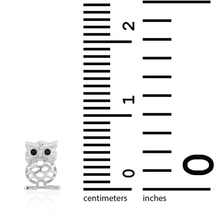 Kids 14K Yellow Gold White Simulated Onyx Ruby Owl Screw Back Stud Earrings