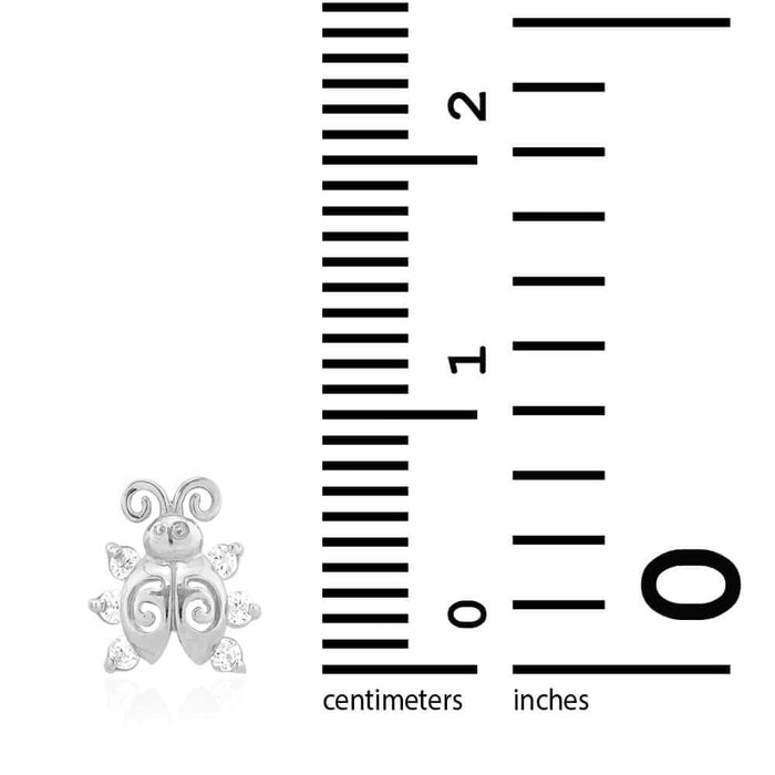 14k Yellow Gold Round-Cut CZ Ladybug Screw Back Stud Kid Earrings