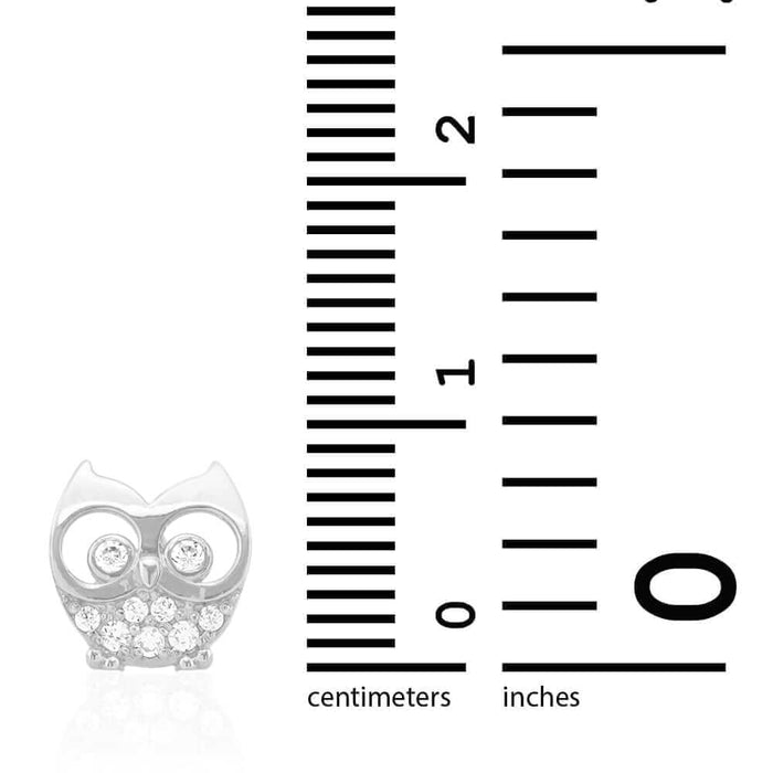 14k Yellow & White Gold Zircon Owl Shaped Screw Back Stud Kid Earrings