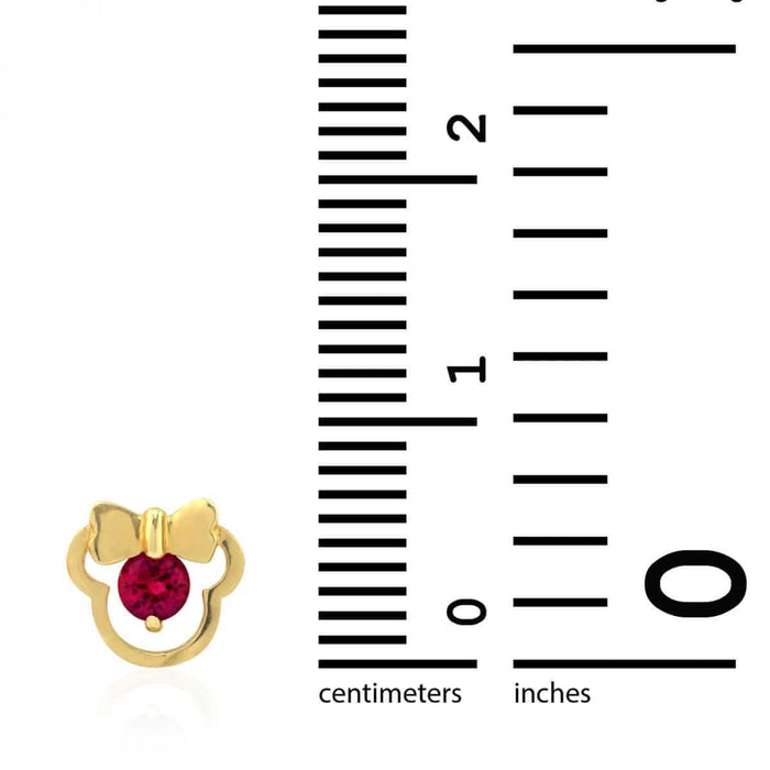 14k Yellow & White Gold Small Gemstone Mouse Head Screw Back Stud Kid Earrings