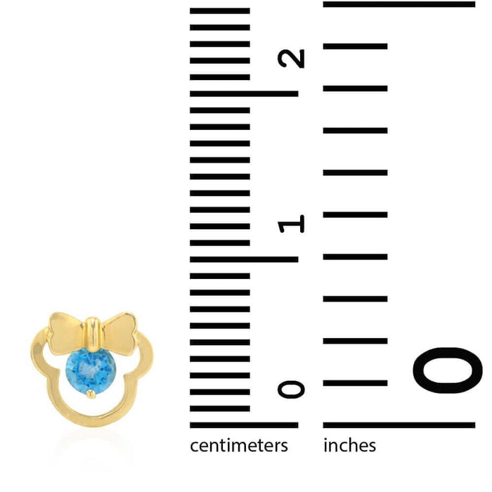 14k Yellow & White Gold Small Gemstone Mouse Head Screw Back Stud Kid Earrings