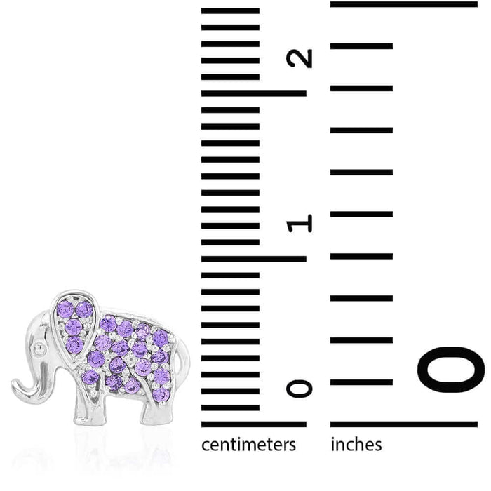 Kids 14K Yellow Gold White Gemstone Elephant Screw Back Stud Earrings