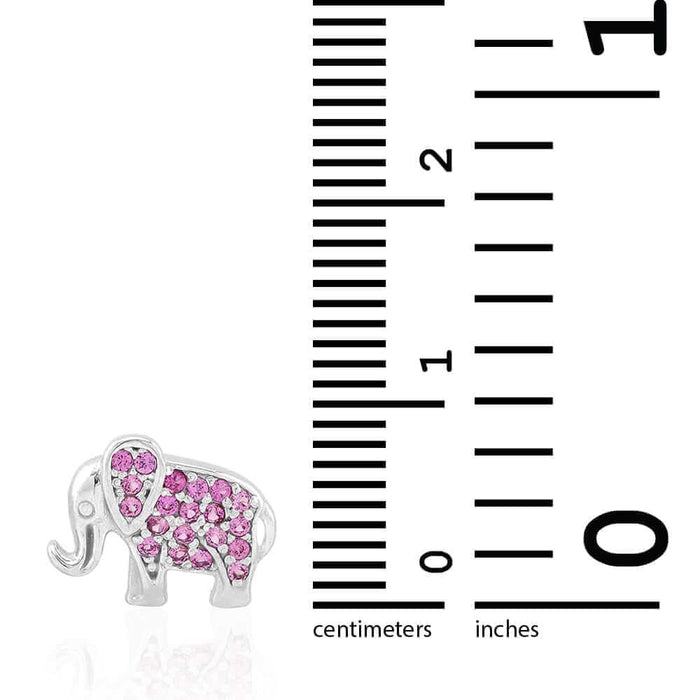 Kids 14K Yellow Gold White Gemstone Elephant Screw Back Stud Earrings