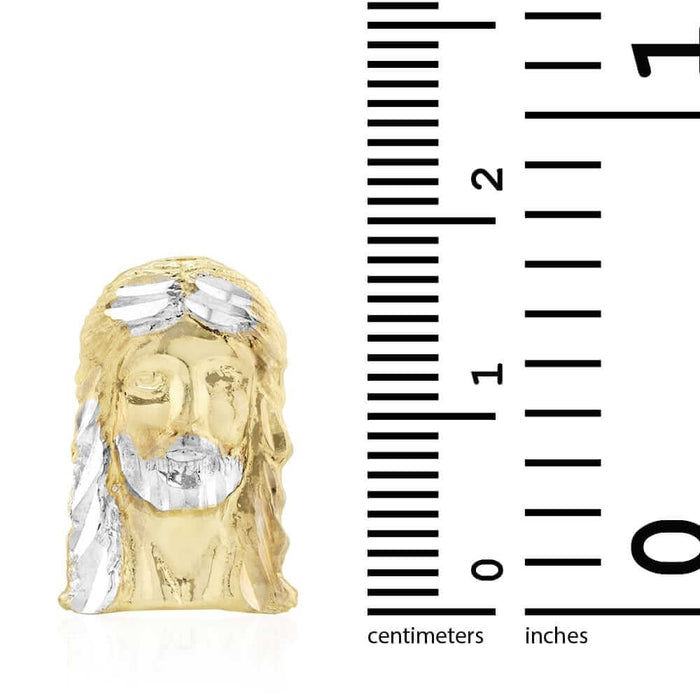 10K Gold Diamond-Cut Jesus Head Face Butterfly Push Back Stud Earrings