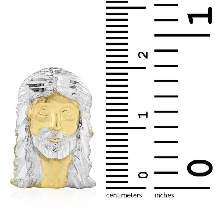 10K Gold Diamond-Cut Jesus Head Face Butterfly Push Back Stud Earrings