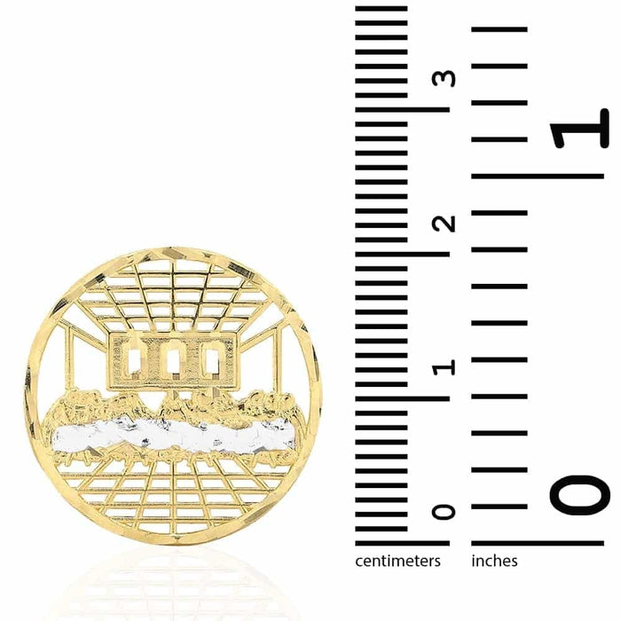 Round Diamond-Cut The Last Supper Push Back Stud Earrings 10k Yellow White Gold