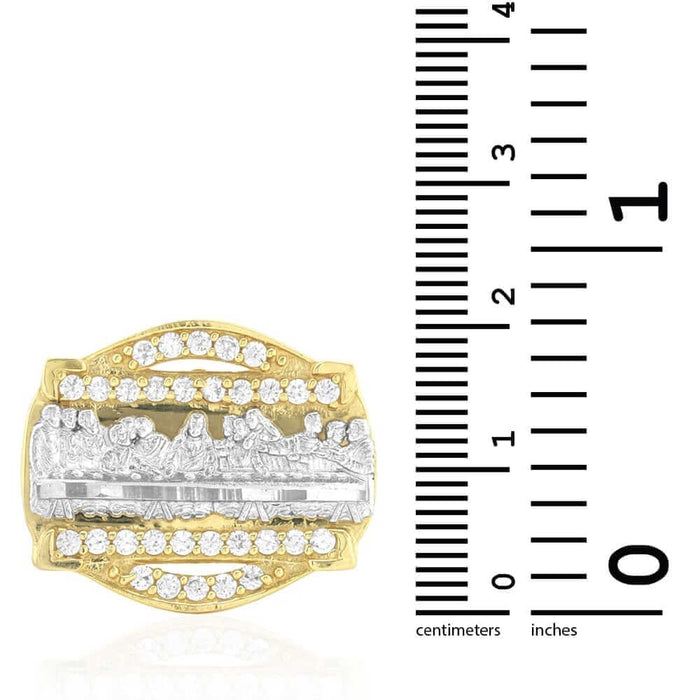 The Last Supper CZ Push Back Stud Earrings Round 10k Yellow Gold