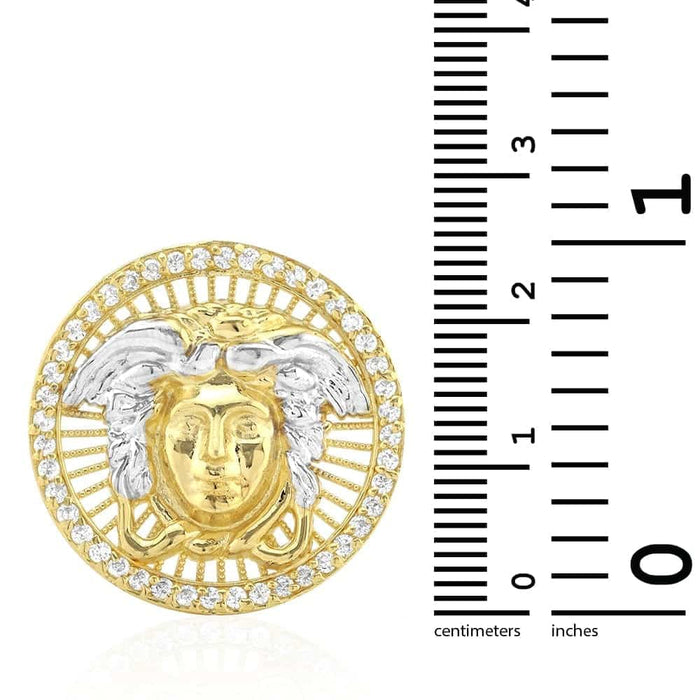 2.70Ct CZ Halo Medusa Head Round Stud Earrings 10k Yellow Gold