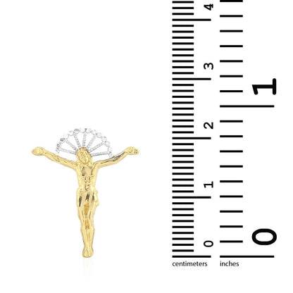 10K Real Gold Jesus Crucifix Halo Diamond-Cut Pushback Stud Earrings