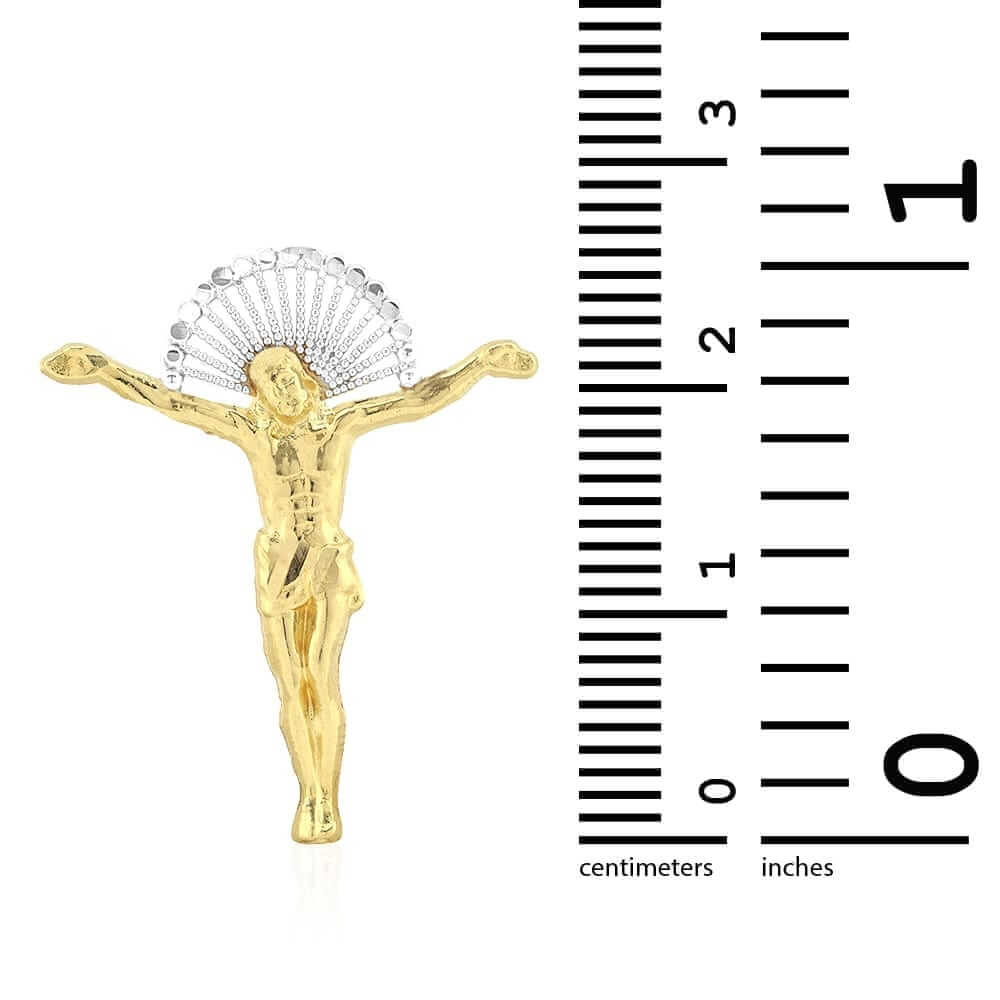 10K Gold Jesus Crucifix Halo Diamond-Cut Push Back Stud Earrings