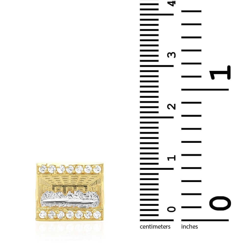 1Ct CZ 10k Yellow Gold "The Last Supper" Push Back Stud Earrings