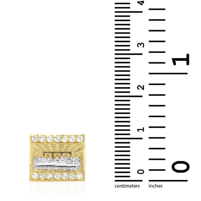 1Ct CZ 10k Yellow Gold "The Last Supper" Push Back Stud Earrings