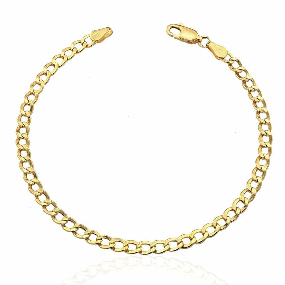 10K Yellow Gold 3.7mm Cuban Curb Bracelet (Hollow) 7"