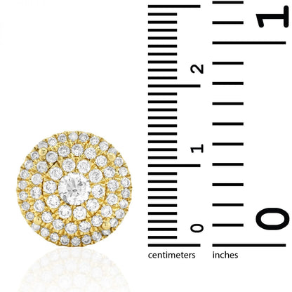 2.30 Ct Real Diamond Round Cluster Stud Earrings 14k Yellow Gold Screw-Back